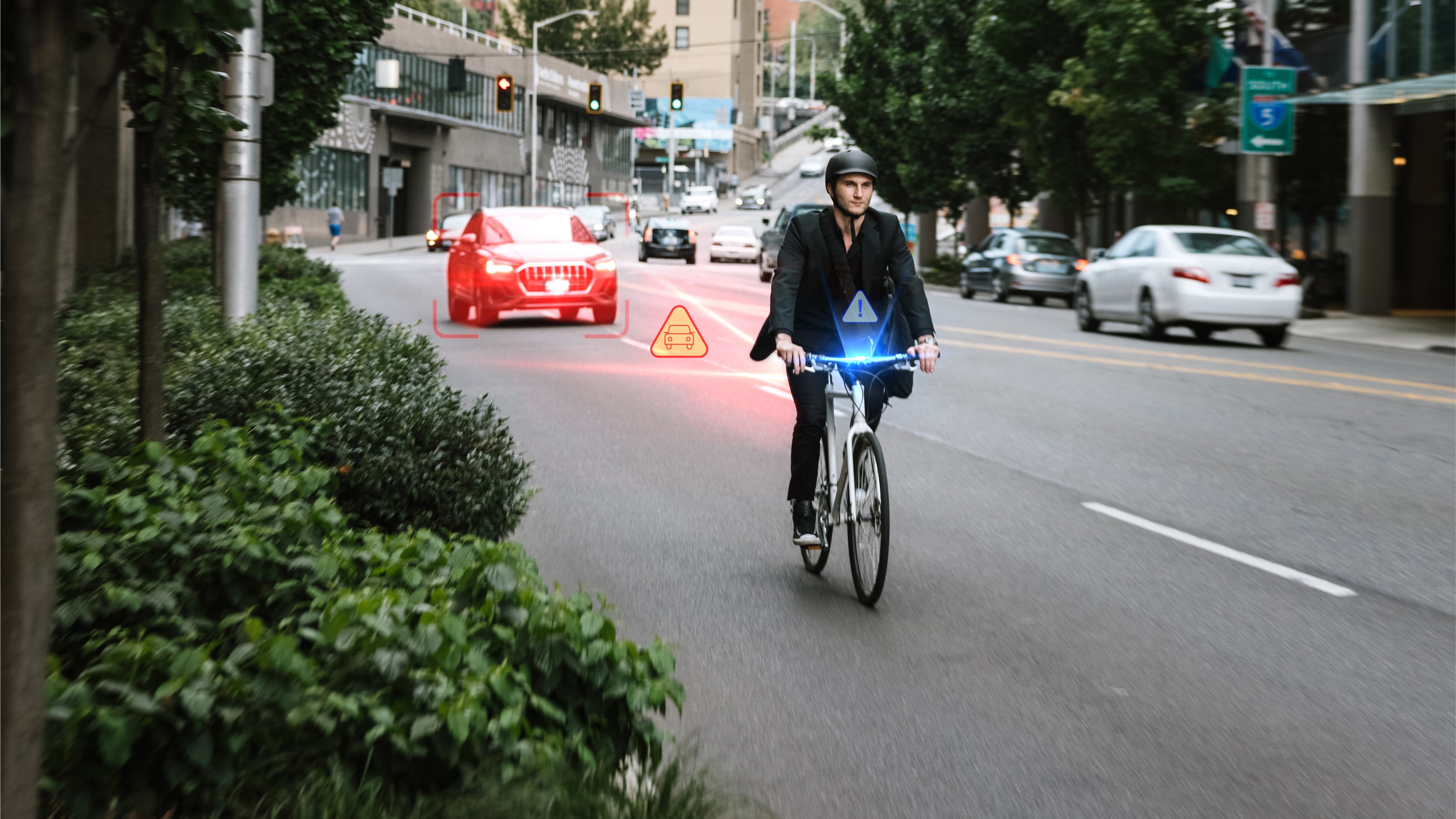 Digitale fiets achteruitkijkspiegel Ride Safety System RS 1000: waarschuwen voor risico's dankzij kunstmatige intelligentie