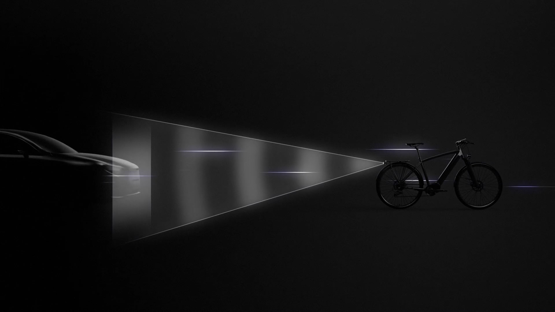 Digitale fietsachteruitkijkspiegel Ride Safety System RS 1000: kunstmatige intelligentie (AI) voor gevaardetectie: waarschuwing voor de fietser